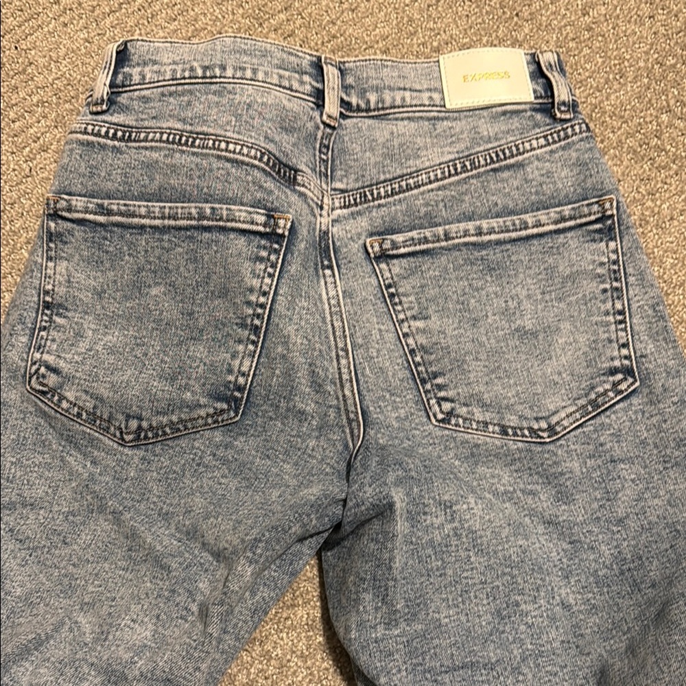 Blue Straight Leg Jeans with Distressed Details - Picture 6 of 6